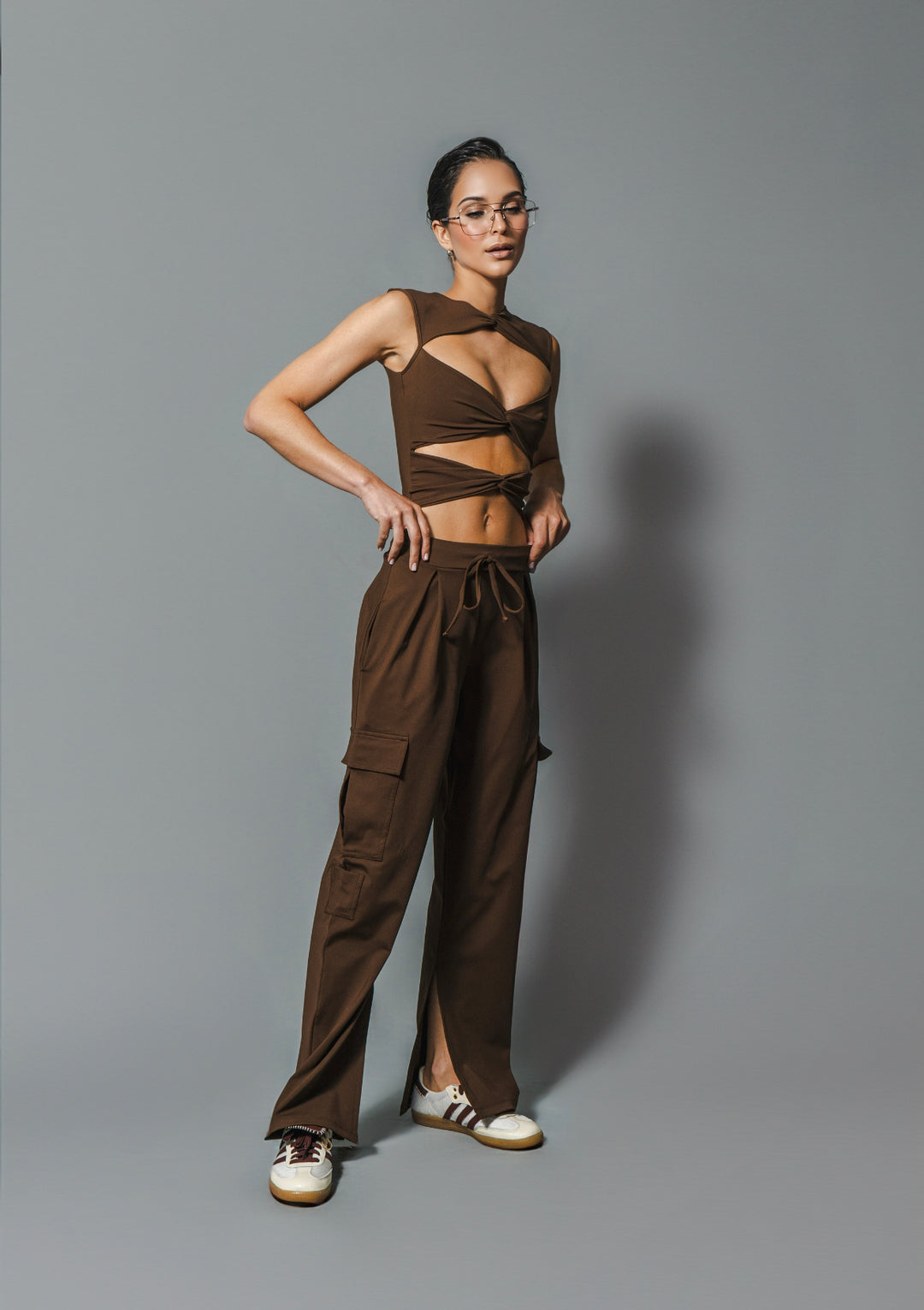 Slit Cargo Pant Dark Chocolate