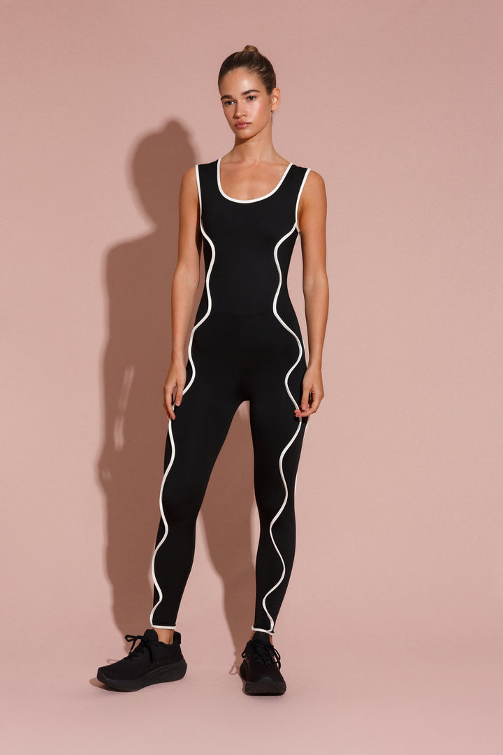 Wave Rib Unitard Black