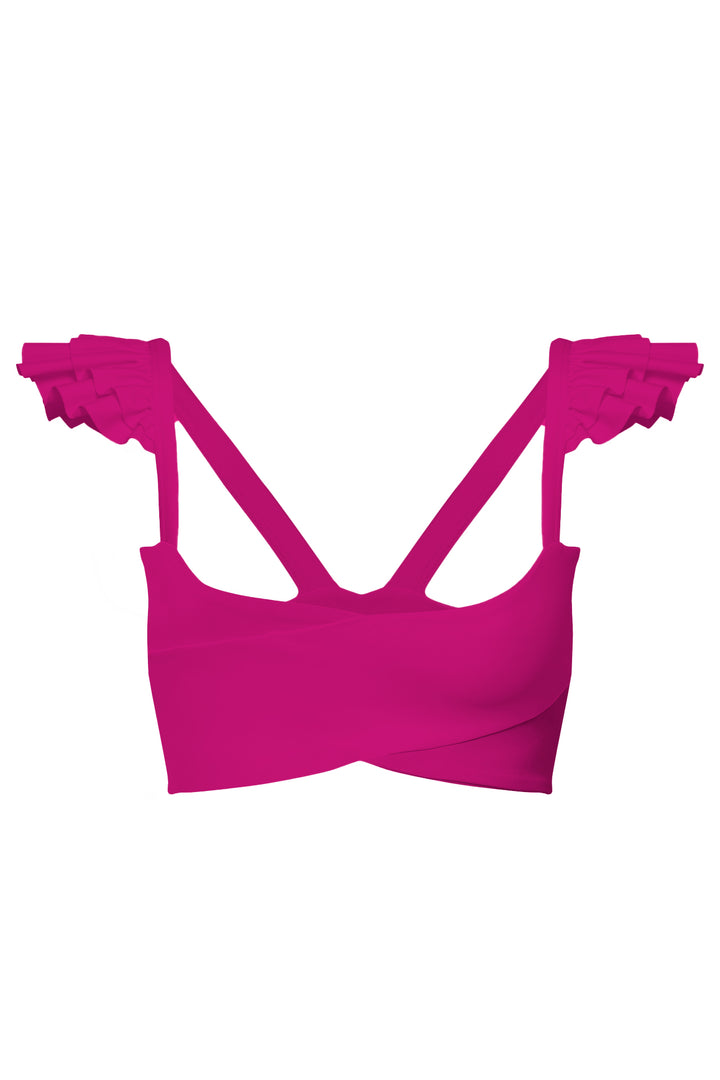 Cross Ruffle Crop Fuchsia