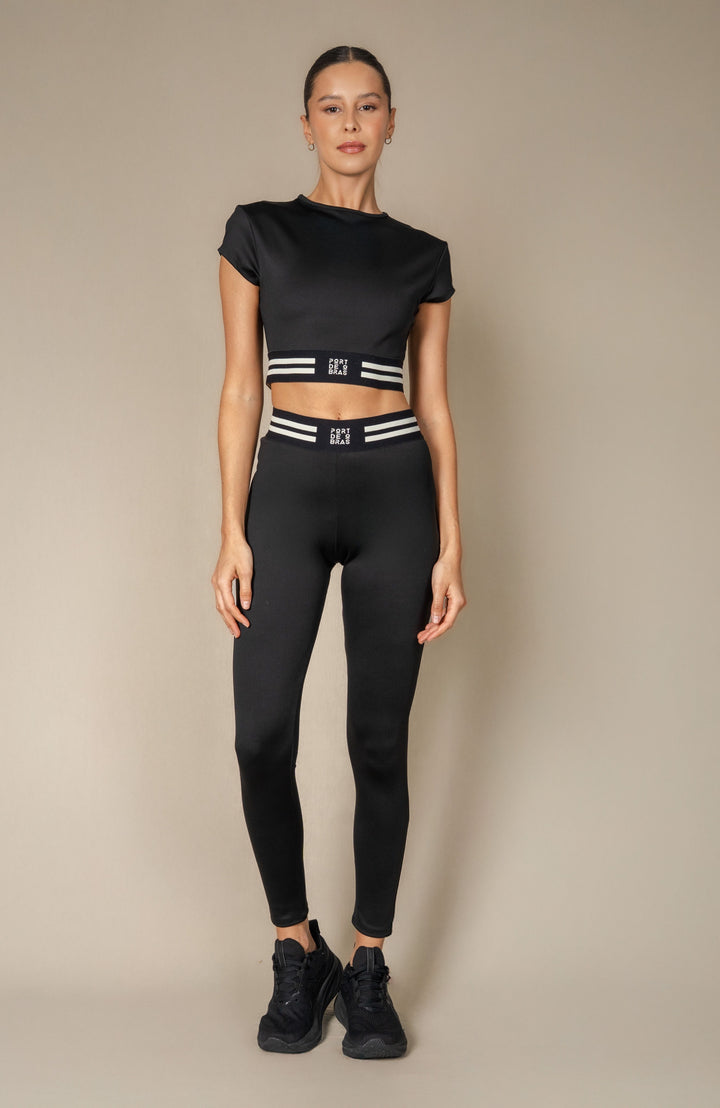 Aime Sports Bra Black (Black / White Band)