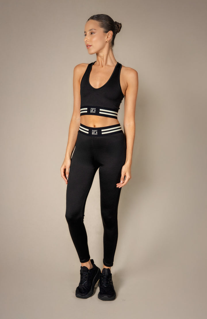 Aime Sports Bra Black (Black / White Band)