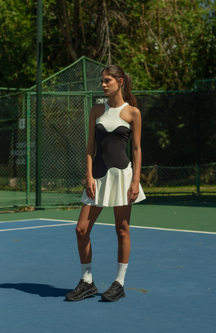 Wave Halter Dress Chantilly / Black