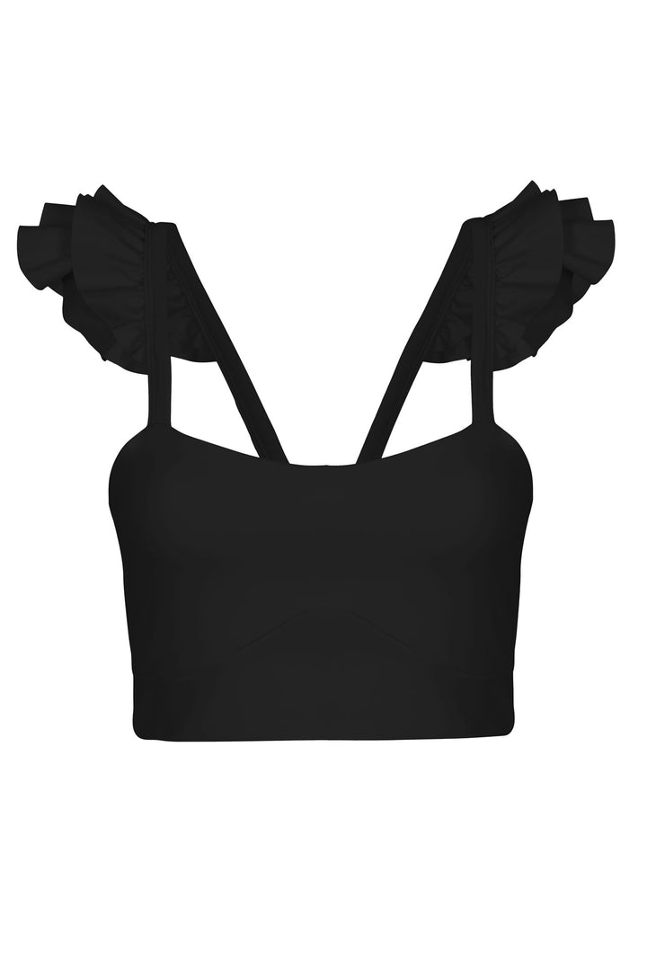 Ruffle Crop Black