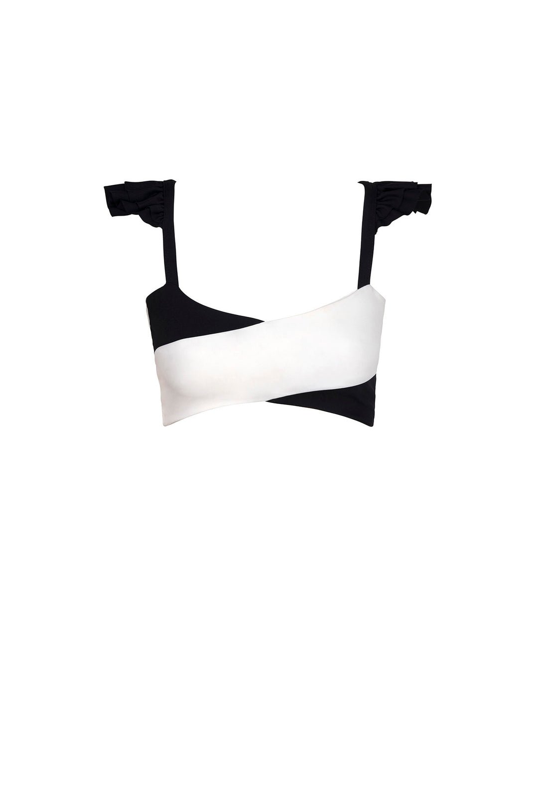 Cross Ruffle Crop Chantilly / Black