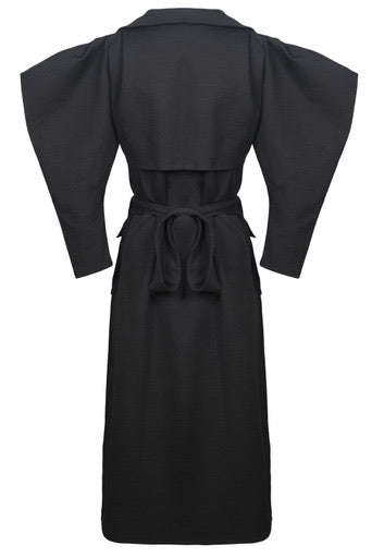 Shilla Coat With Pocket Belt Black